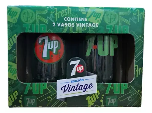 Gift Pack Vasos Vidrio 7up Edición Vintage Estuche x 2 UD