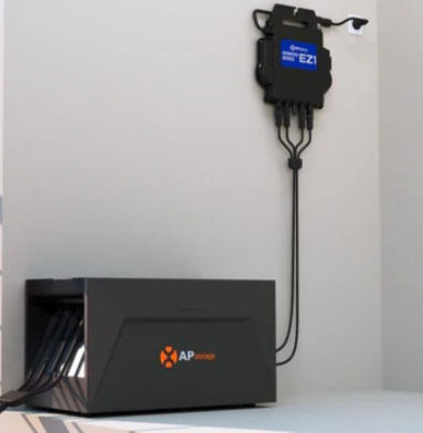 Plug-in solar panels connected to a portable battery storage unit for a New Zealand home, saving on power bills and providing backup during a power cut.