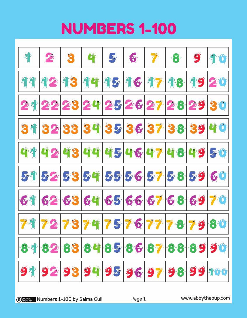 Numbers 1-100 (18p)