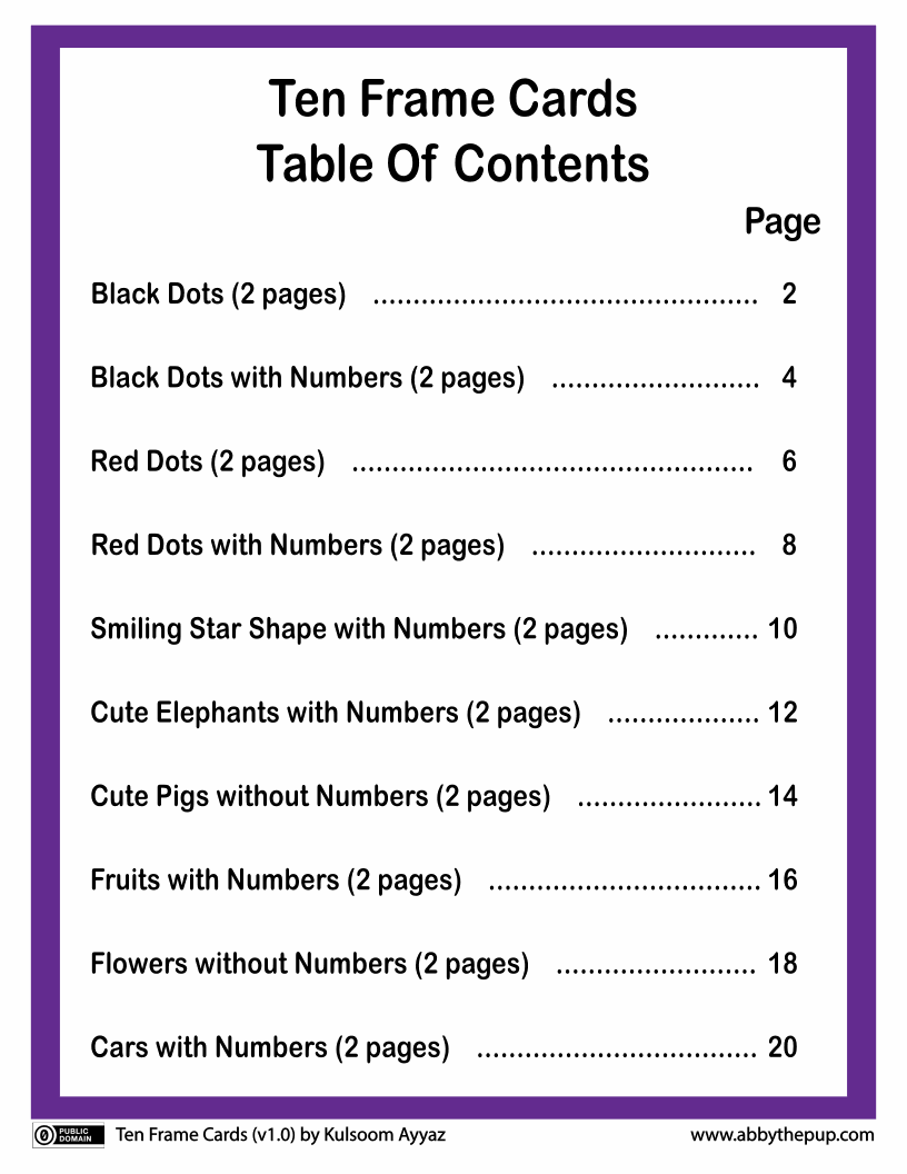 Ten Frame Cards (21p)