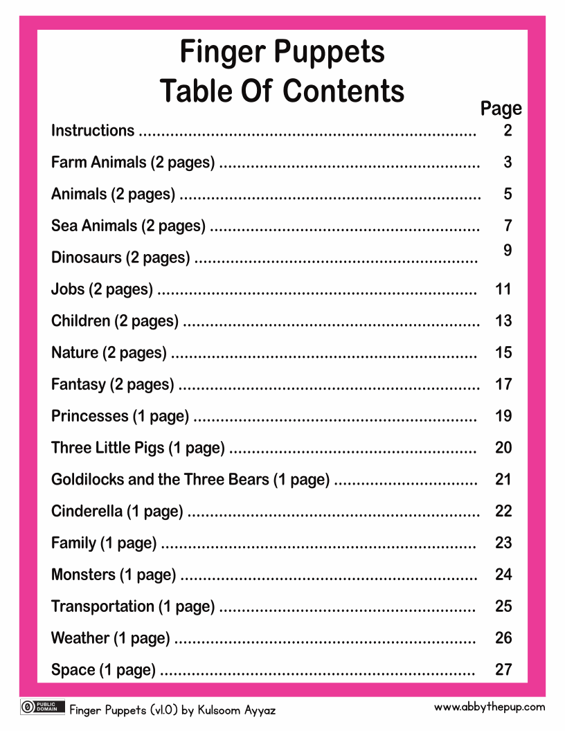 Finger Puppets (27p)