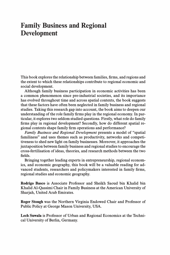 Family Business and Regional Development