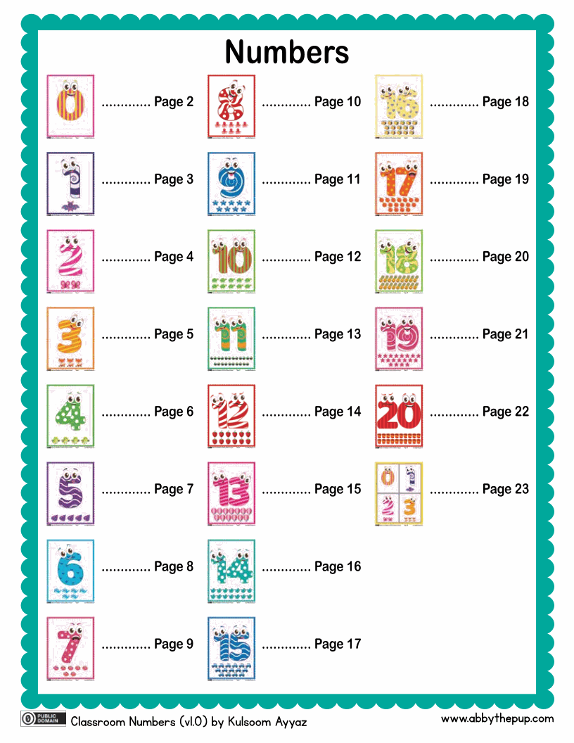 Classroom Numbers (28p)