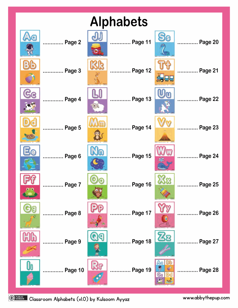 Classroom Alphabets (34p)