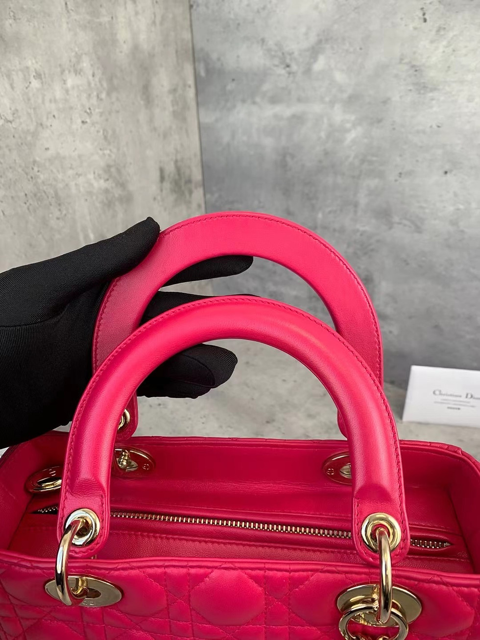 Thumbnail: Lambskin Medium Lady Dior Hot Pink