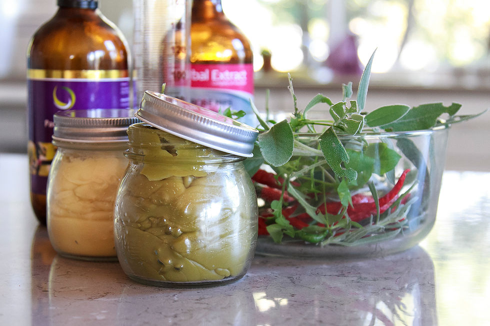 food in jars and nutritional supplements on a kitchen counter