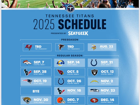 Tennessee TITANS schedule