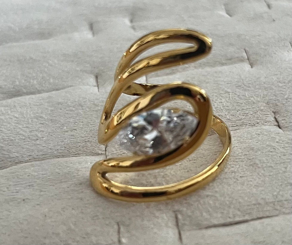 Bague Dorée Design Spiral en Acier Inoxydable Ornée de Cristal