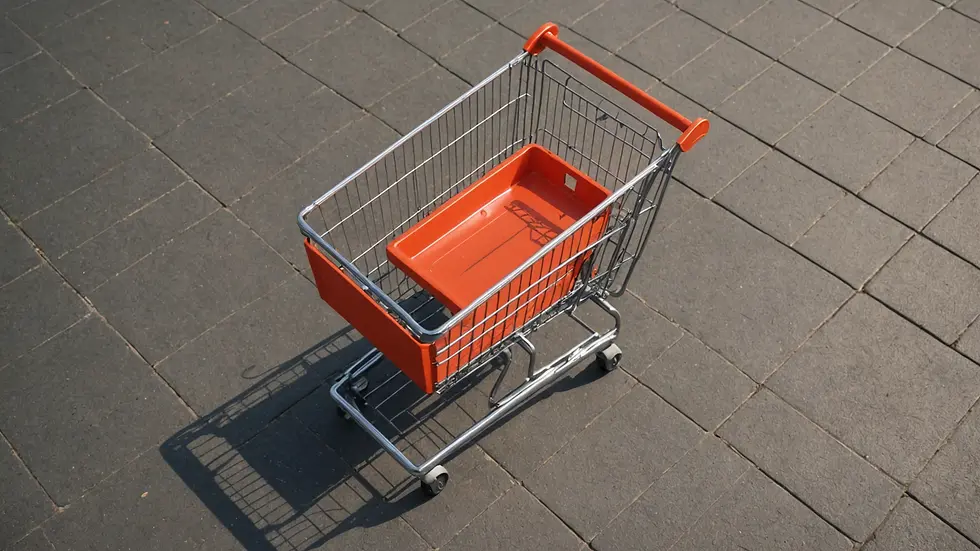 High angle view of an empty shopping cart