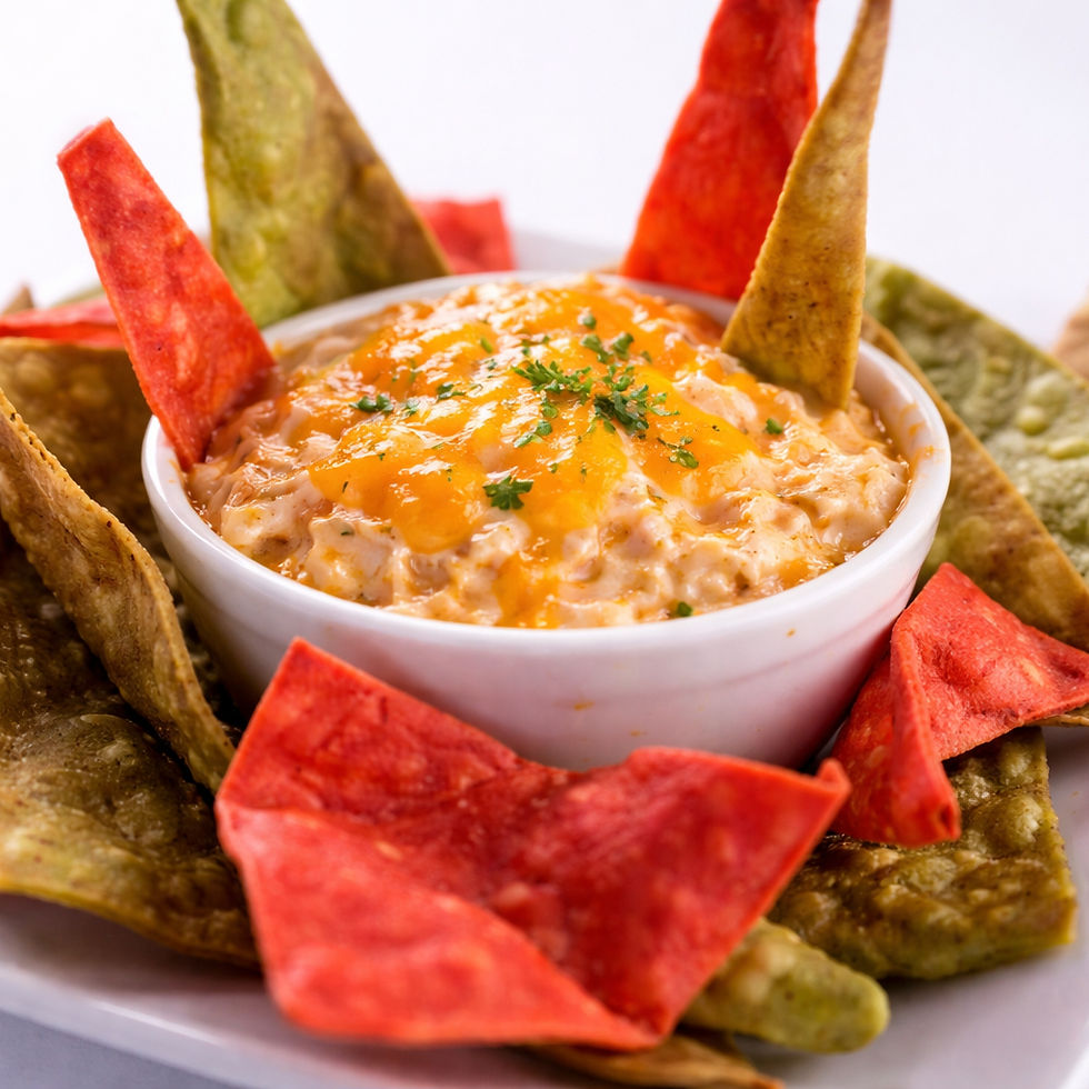 Hot creamy crab dip served with chips at Charley's on Graves Mill Road in Lynchburg VA