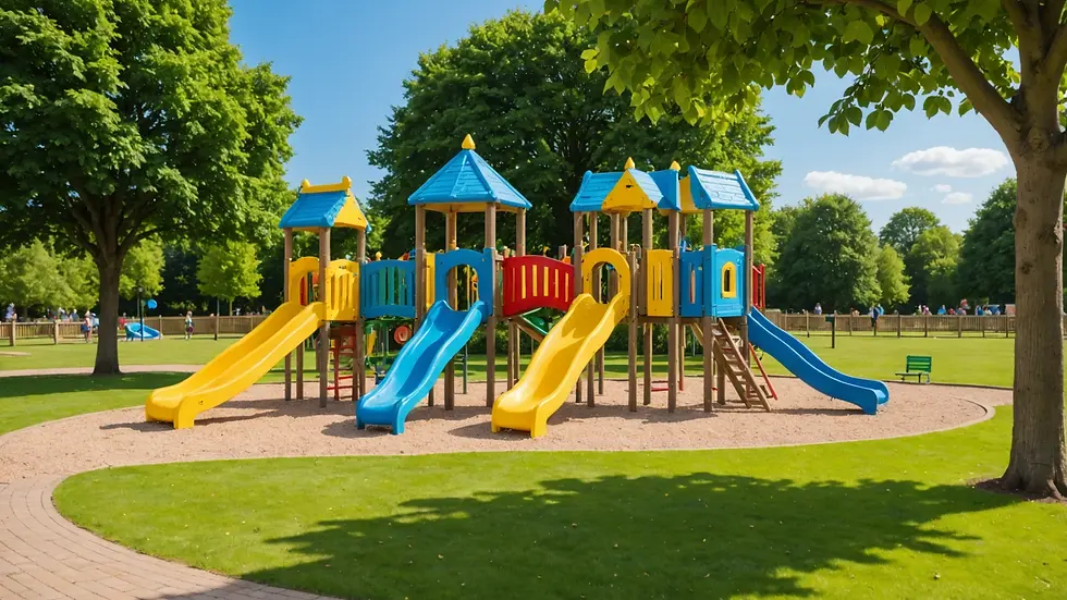 Eye-level view of Jubilee Park’s children's play area