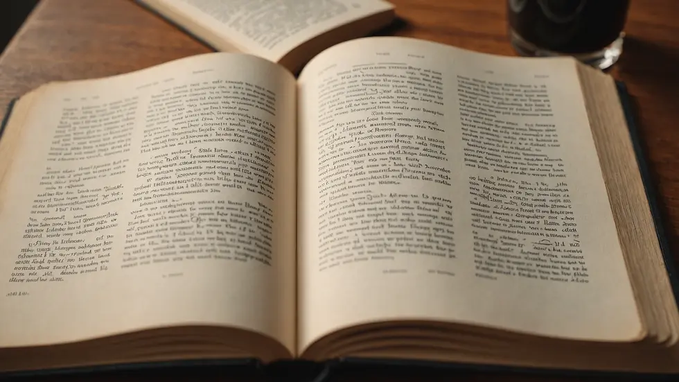 Eye-level view of an open book with an inspiring quote