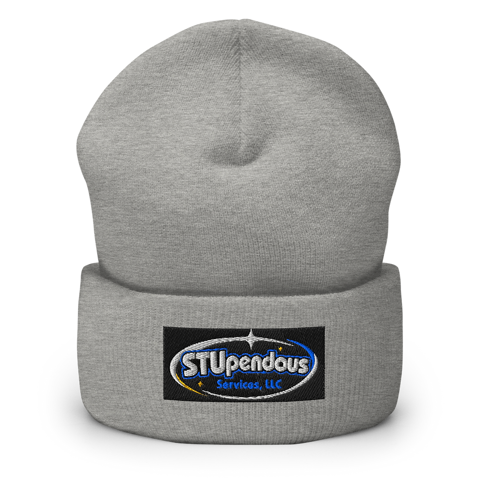 STUpendous Logo Cuffed Beanie, heather grey, front view