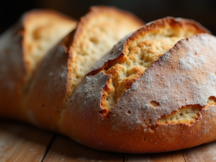 Close-up of artisan bread with a crusty exterior