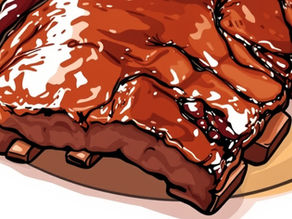 Close-up view of a full rack of slow-roasted baby back ribs served with two sides at Charley's Lynchburg