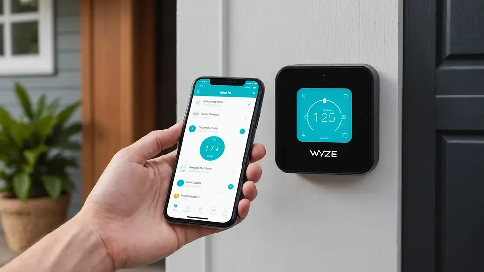 Close-up view of mobile phone displaying Wyze Garage Door Controller app