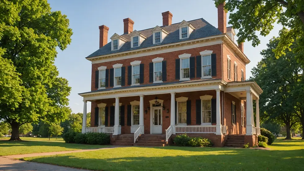 Eye-level view of historical Sandusky House in Lynchburg, VA