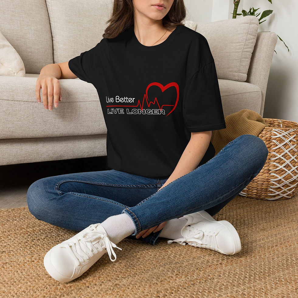Thumbnail: Live Better Live Longer T‑Shirt — Heartbeat Wellness Graphic Tee