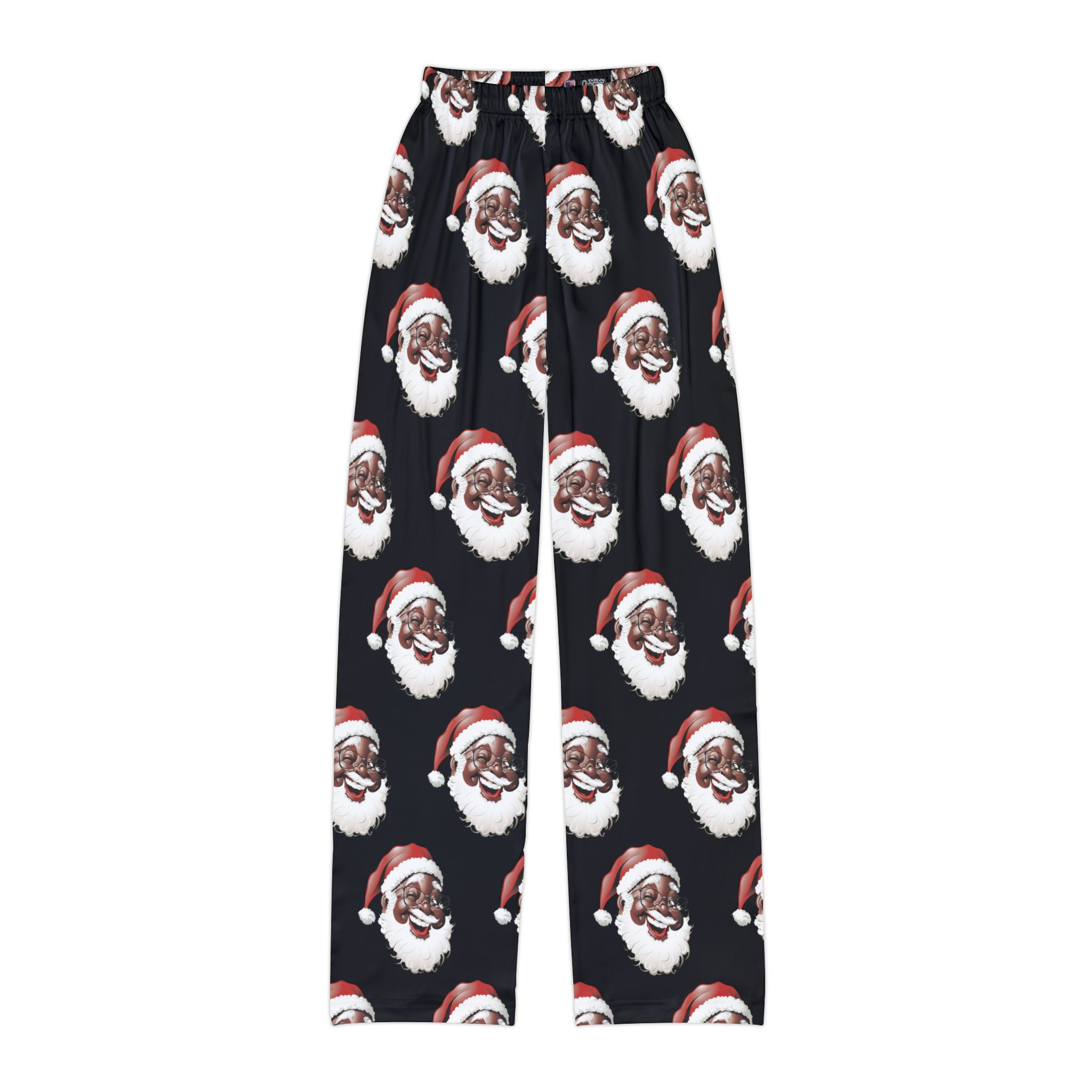 Kids Graphic Pajama Pants - Black Santa