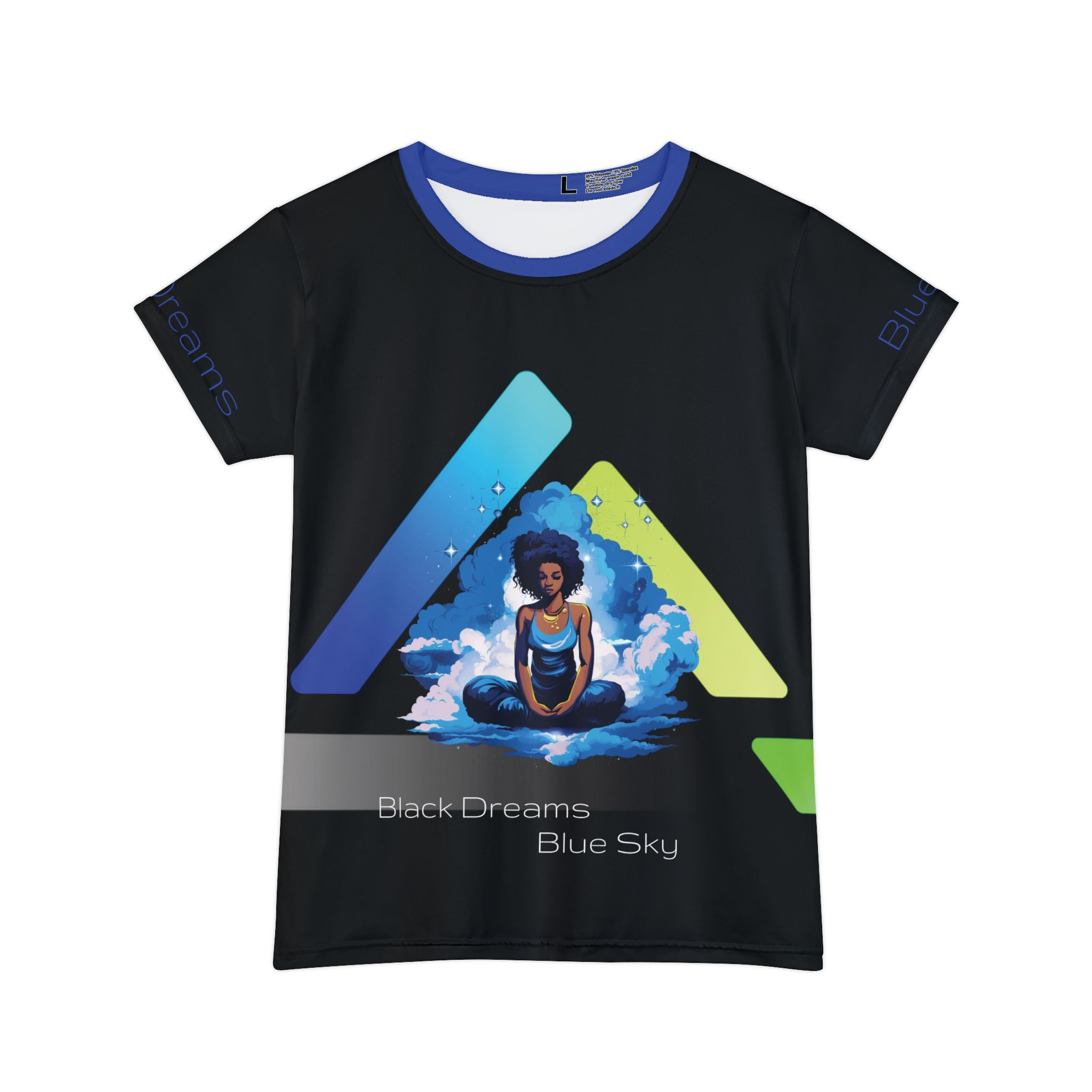Women's Polyester Graphic T-Shirt - Black Dreams Blue Sky