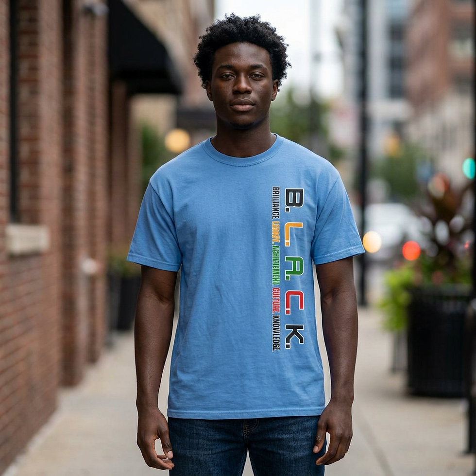 Thumbnail: Heavy Cotton Graphic T-shit - Black Acronym - Vertical - Afrocentric Pride