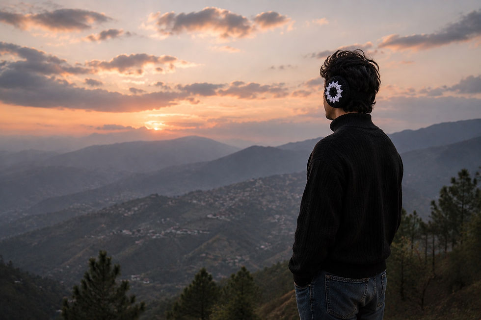 Sunny-Side handmade winter ear muffs India — Diwali gift under 500 Made of Hands Uttarakhand