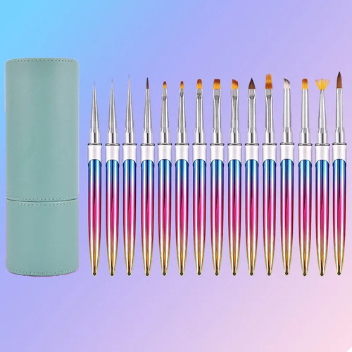 Ultimate Nail Art Brush Set (15PCS + case) SassyNailsnSupplies