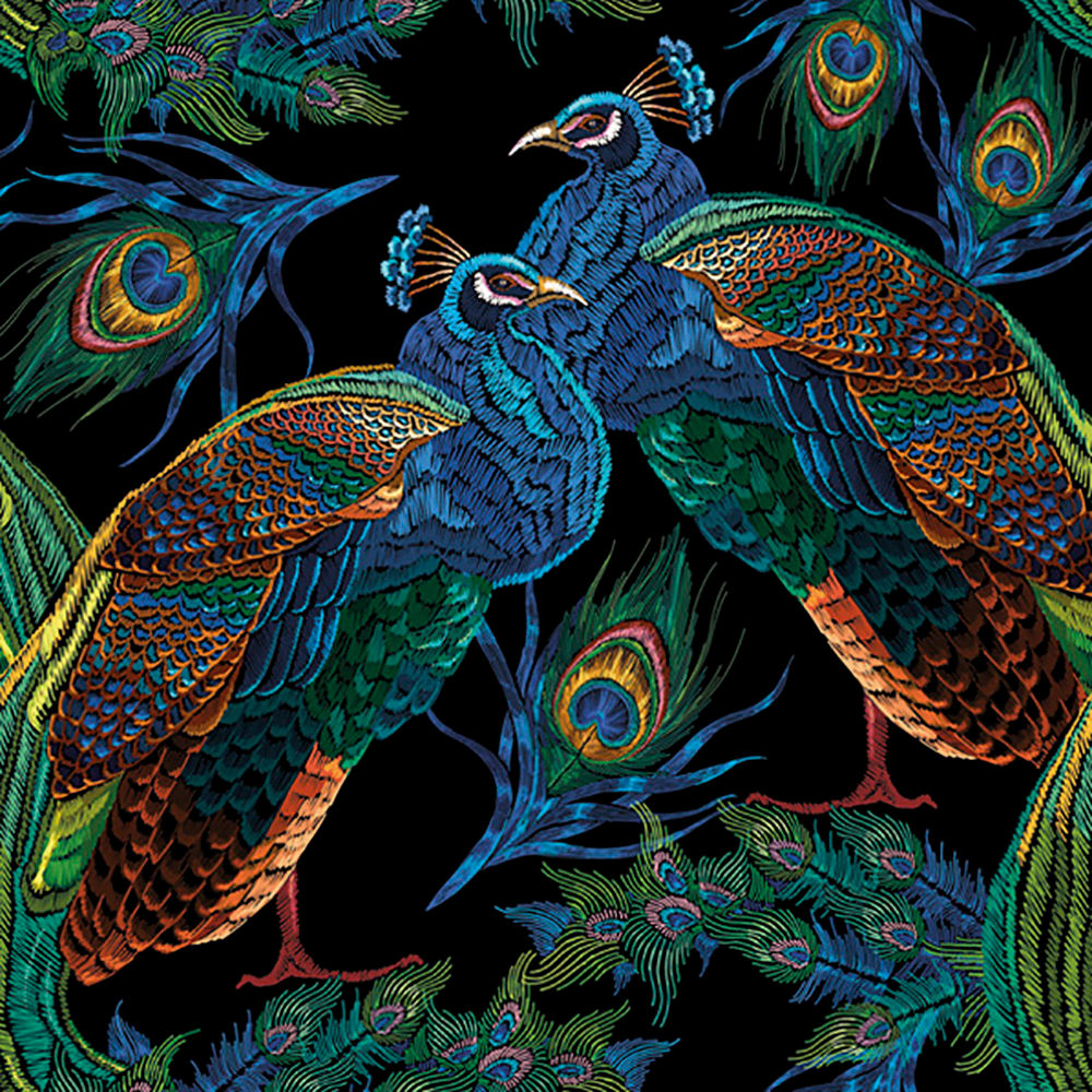 MAKI - Embroidered Peacocks with Feathers