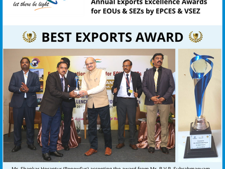 RenewSys Wins 'Best Exports' Award - SEZ