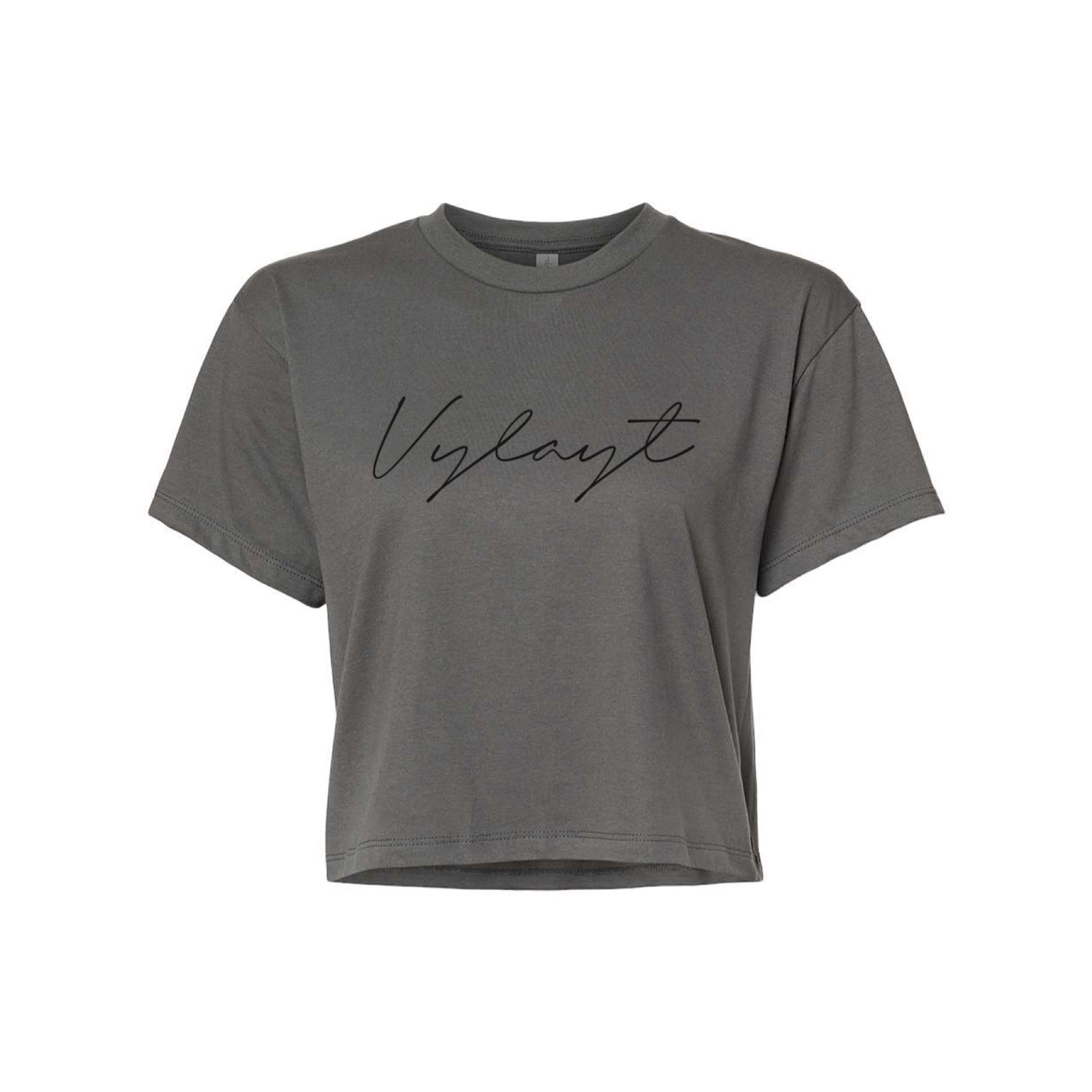 Signature Script Cropped Tee - Stealth