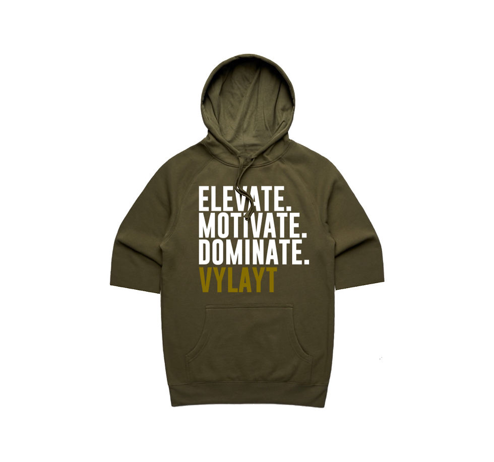 Elevate. Motivate. Dominate. Short Sleeve Hoodie - Olive