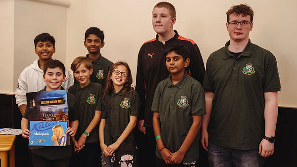 Irish Youth Team (ICU) accepting their 4th place medals at the ChessMates Tallinn Golden Fall 2024, achieving 3 match points 