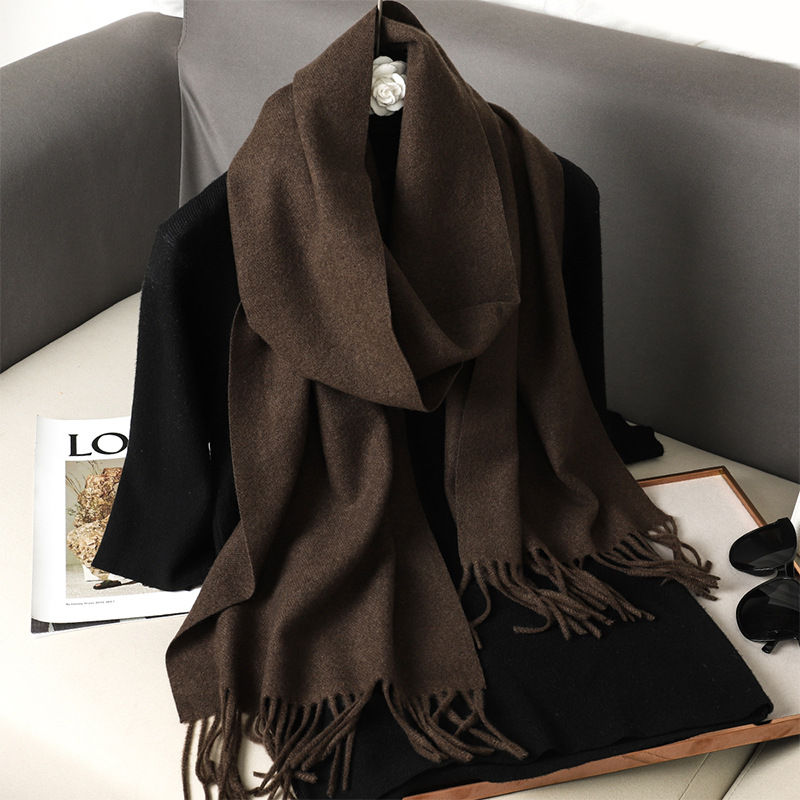 Thumbnail: 62Color Solid Women Winter Scarf Warm Thicken Cashmere Shawl Outdoor Fashion Lux