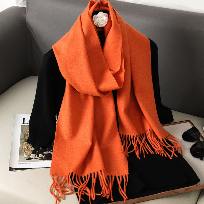 Thumbnail: 62Color Solid Women Winter Scarf Warm Thicken Cashmere Shawl Outdoor Fashion Lux