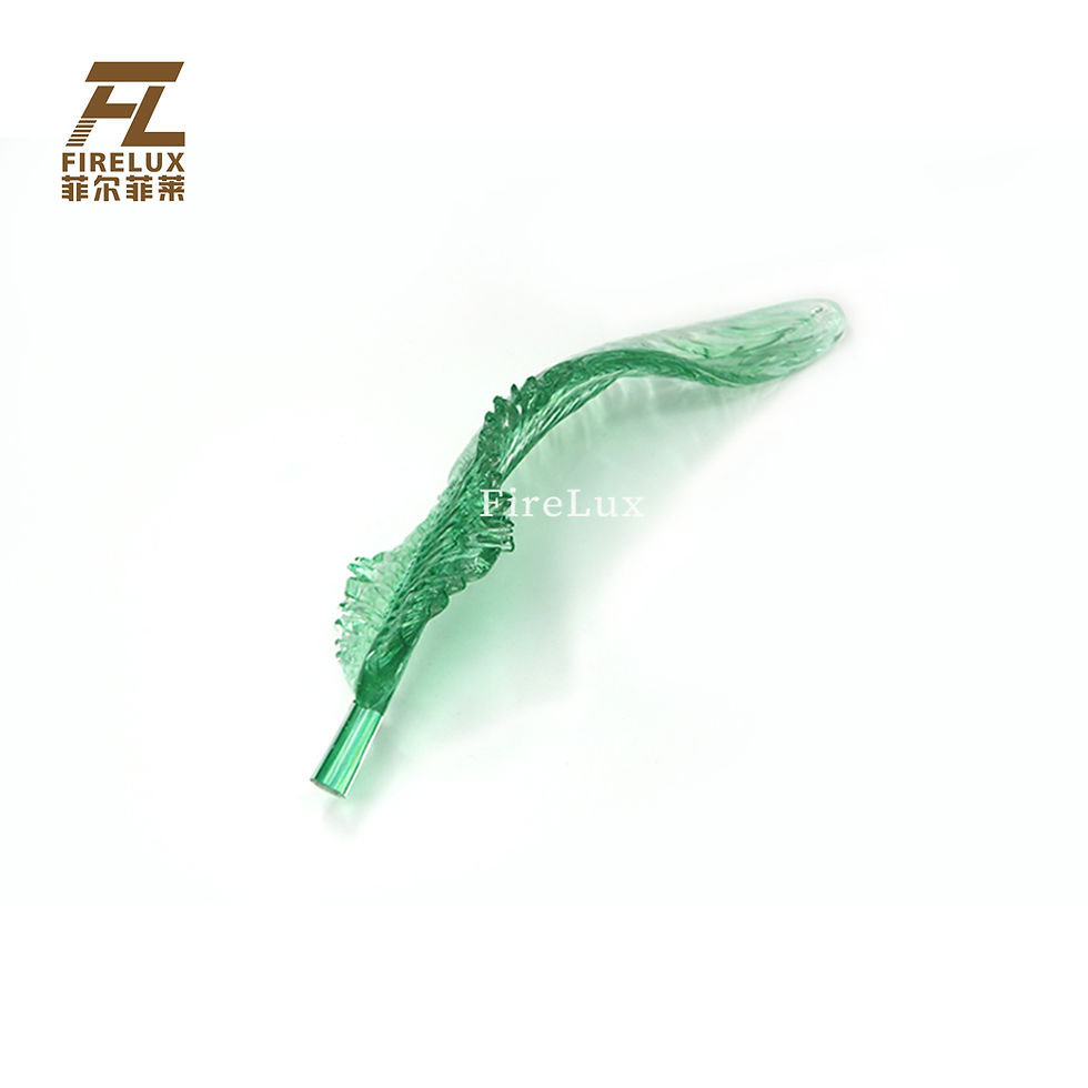 縮圖：FireLux Handmade Custom Green Feather Glass Crafts