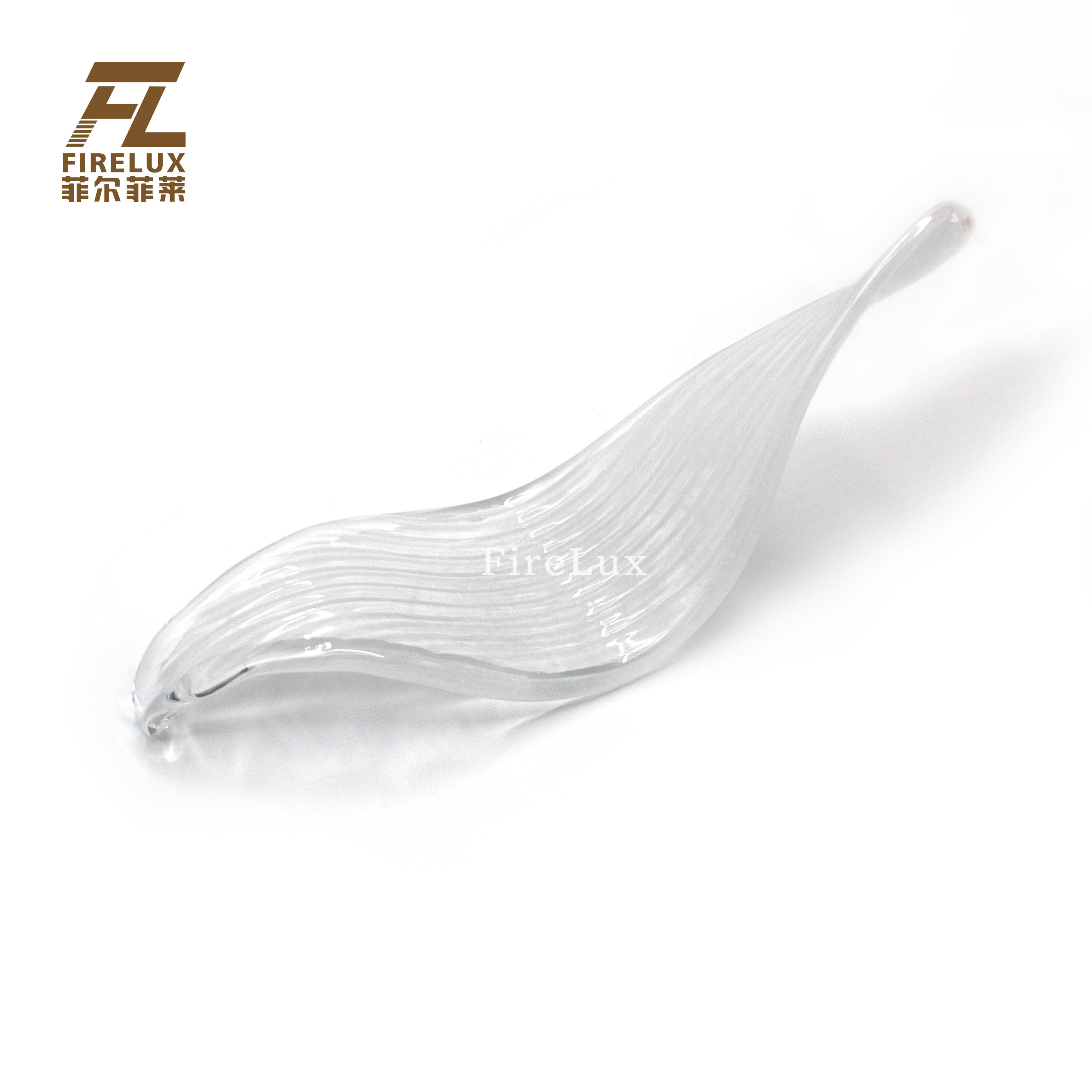 FireLux Handmade Custom White Twist Leaves Glass Craft