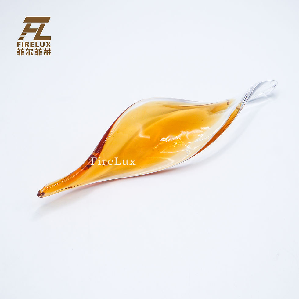 Thumbnail: FireLux Handmade Custom Amber Twisted Leaves Glass Crafts