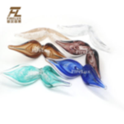 FireLux Handmade Custom Clear Brown Green Blue Gradent  Leaves  Glass Craft