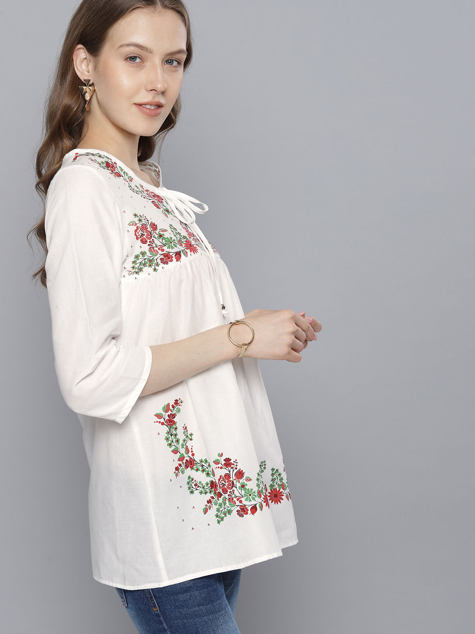 Thumbnail: Women Off-White Printed Top