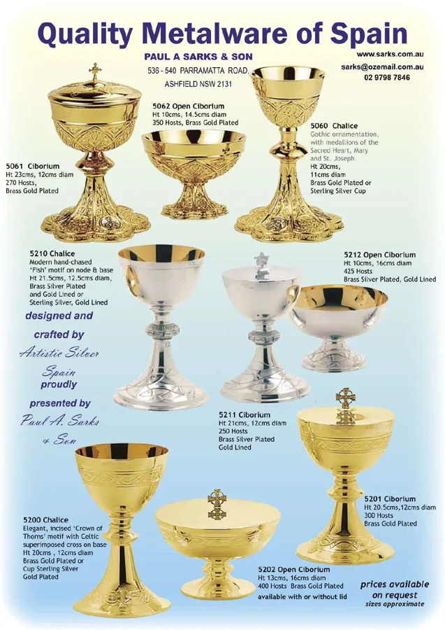 Molina coordinating altar vessels — catalogue preview
