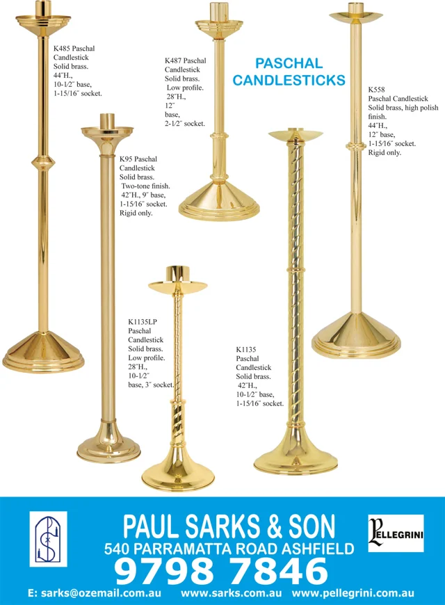 Paschal candlesticks — simple designs — catalogue preview