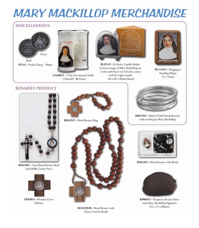 Mary MacKillop rosaries — extended range — catalogue preview
