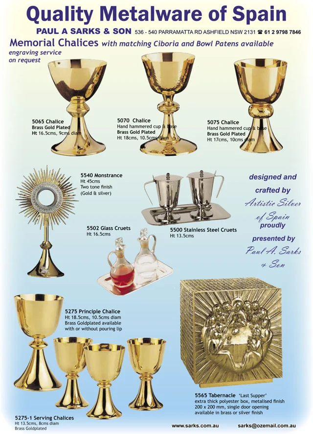 Memorial chalices & altar vessels — catalogue preview
