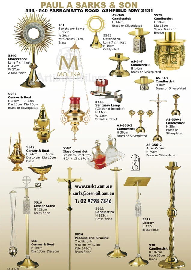 Molina candlesticks & sanctuary lamps — catalogue preview