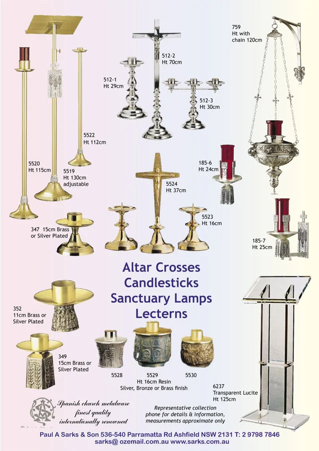 Altar crosses, candlesticks & sanctuary lamps — catalogue preview