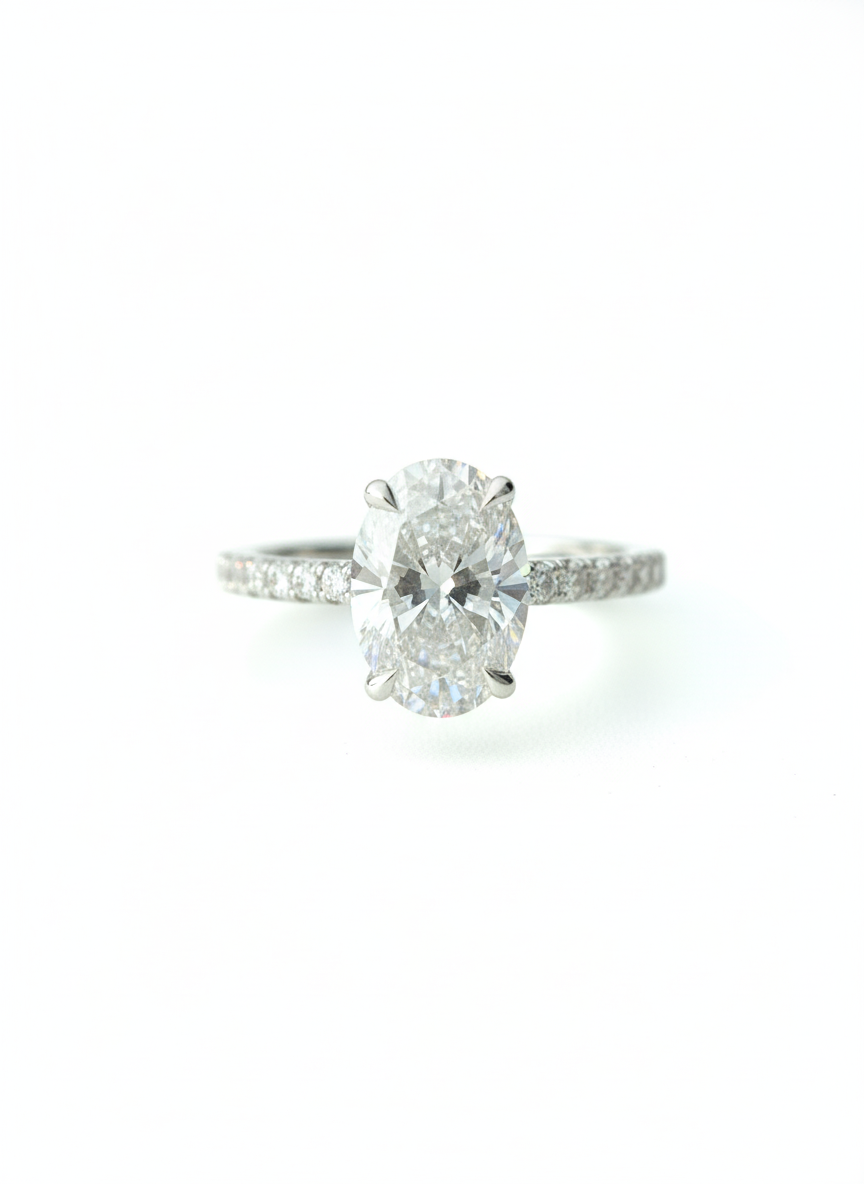 Thumbnail: 2Ct Oval Moissanite Engagement Ring – 18K Gold Plated