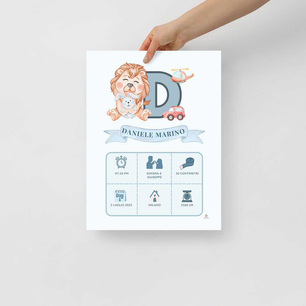 Miniatura: Stampa quadretto nascita personalizzato bimbo 30x40 cm senza cornice