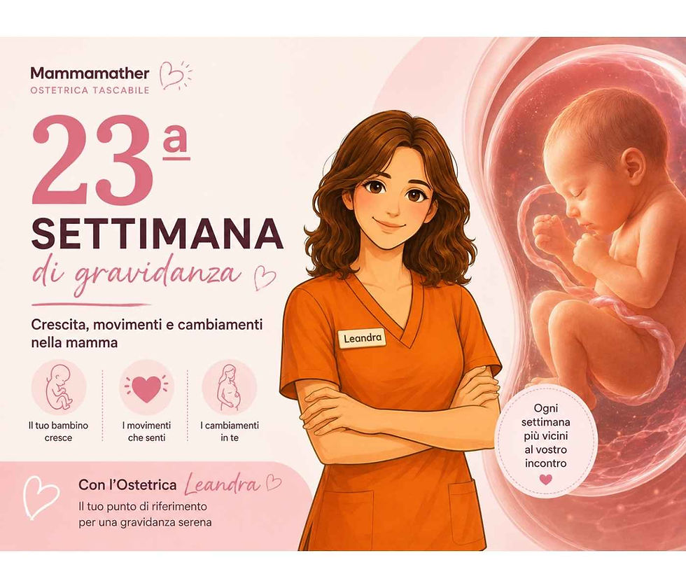 23ª settimana di gravidanza con sviluppo del feto, movimenti e cambiamenti della mamma.