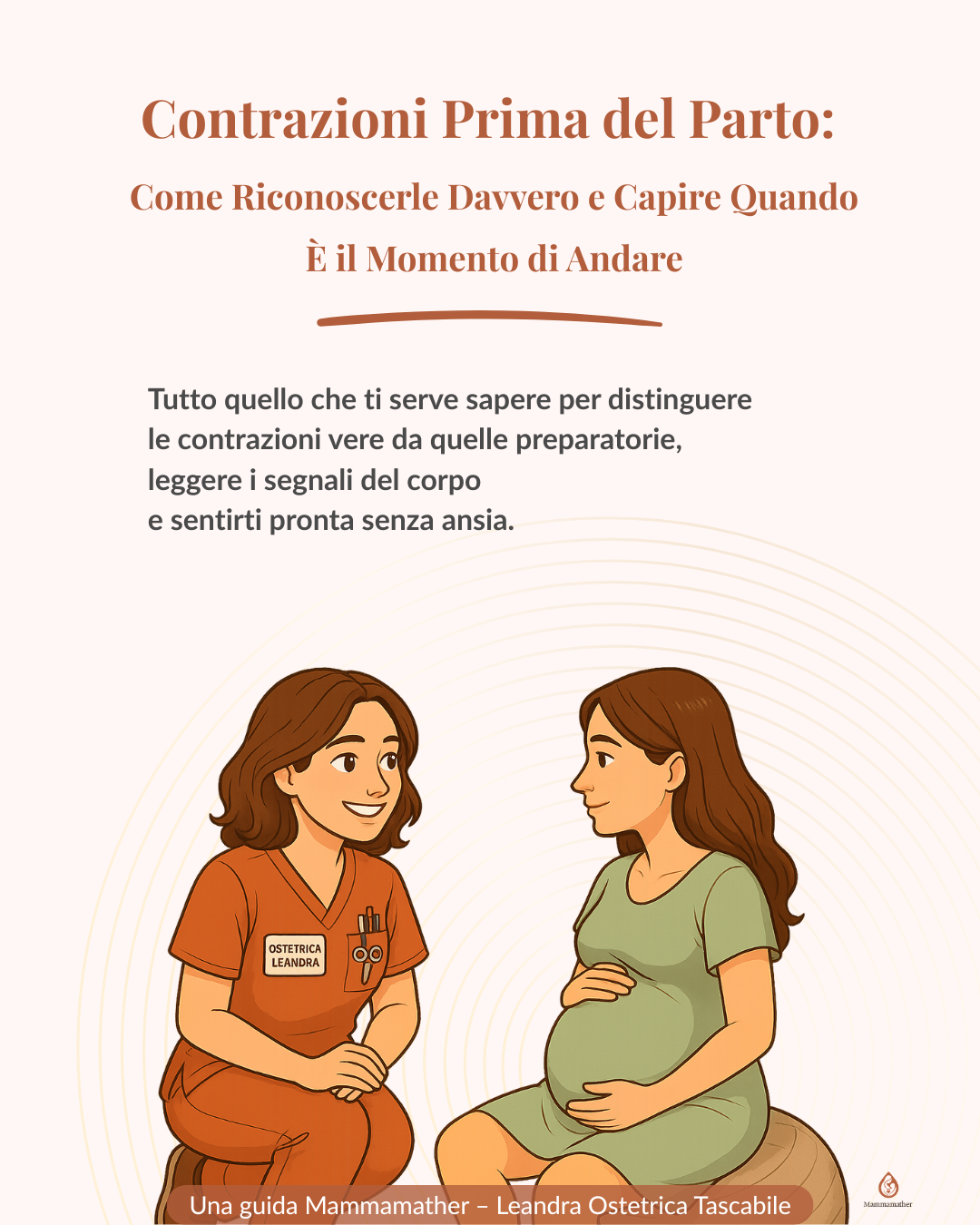 Copertina dell’eBook “Contrazioni prima del parto”, guida Mammamather per riconoscere i segnali del travaglio e sapere quando