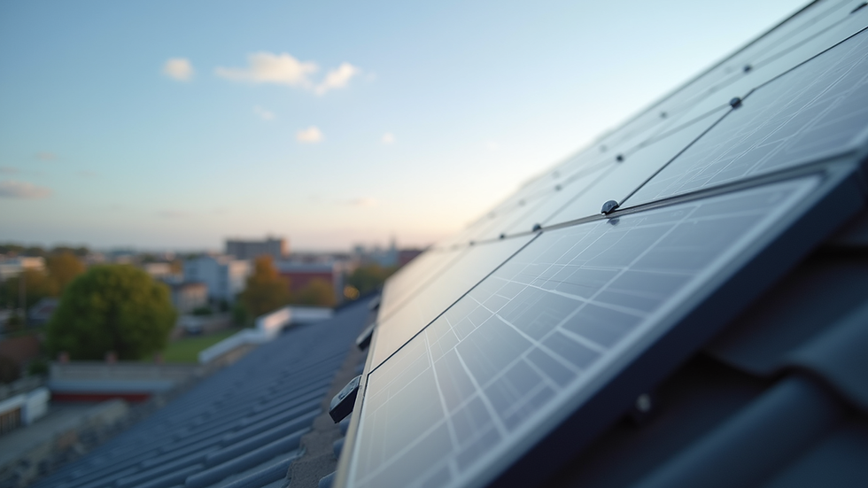 Eye-level view of solar panels installed on a rooftop